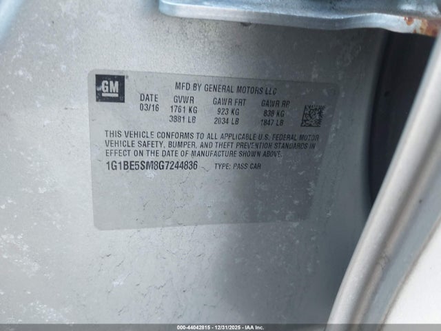 1G1BE5SM8G7244836 Chevrolet Cruze Lt Auto
