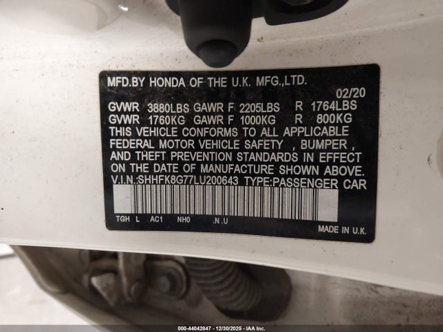 2020 HONDA CIVIC TYPE R SHHFK8G77LU200643 Photo 8