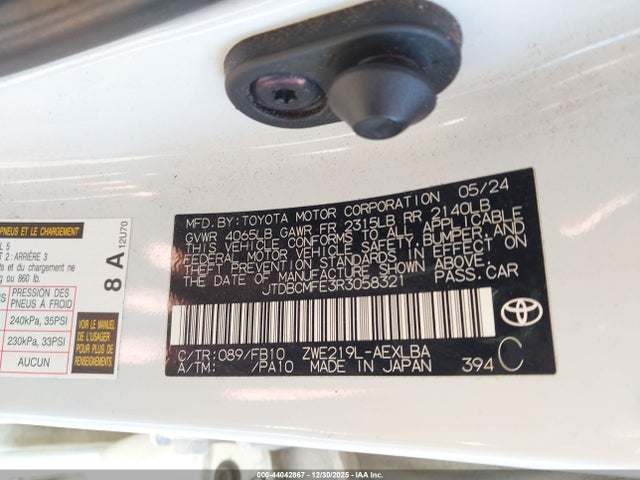 Toyota Corolla Hybrid Le 2024 JTDBCMFE3R3058321 Image 9