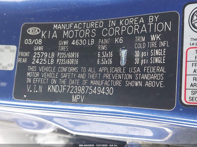 2008 KIA SPORTAGE KNDJF723987549430 Photo 8