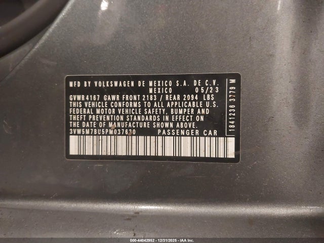 Продажа на аукционе авто 2023 Volkswagen Jetta 1.5t S, vin: 3VW5M7BU5PM037620, номер лота: 44042952