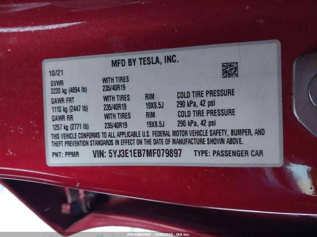 2021 TESLA MODEL 3 5YJ3E1EB7MF079897 Photo 8