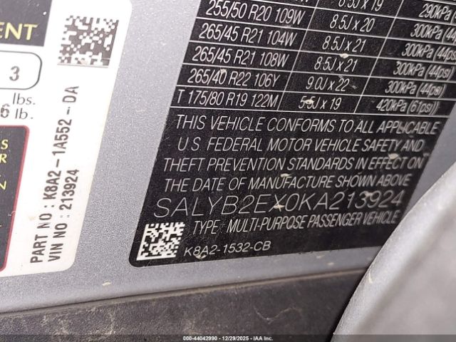 2019 LAND ROVER RANGE ROVER VELAR SALYB2EX0KA213924 Photo 8