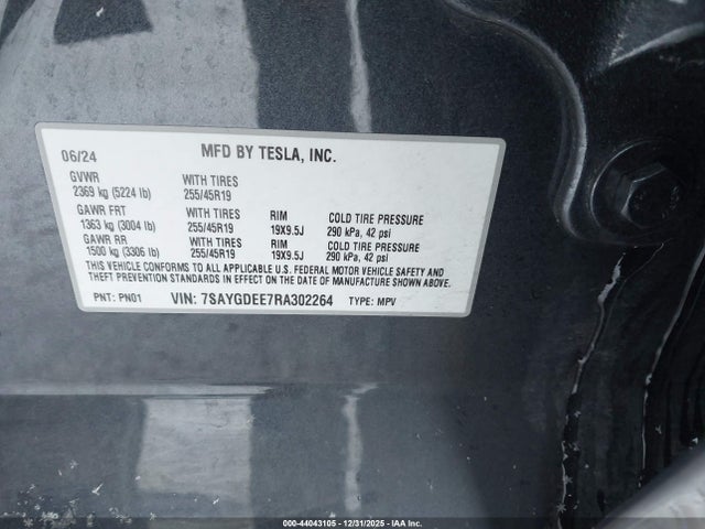 2024 TESLA MODEL Y 7SAYGDEE7RA302264 Photo 8