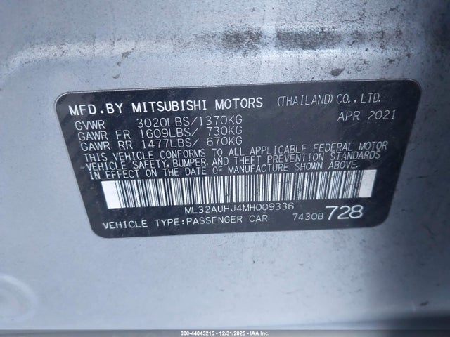 2021 MITSUBISHI MIRAGE ML32AUHJ4MH009336 Photo 8