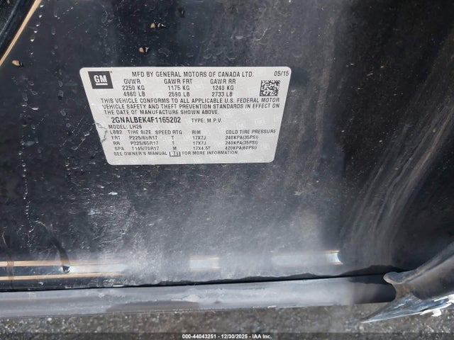 2GNALBEK4F1165202 Chevrolet EQUINOX 1LT