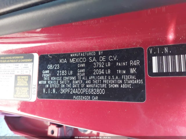 3KPF24AD0PE682800 KIA Forte Lxs
