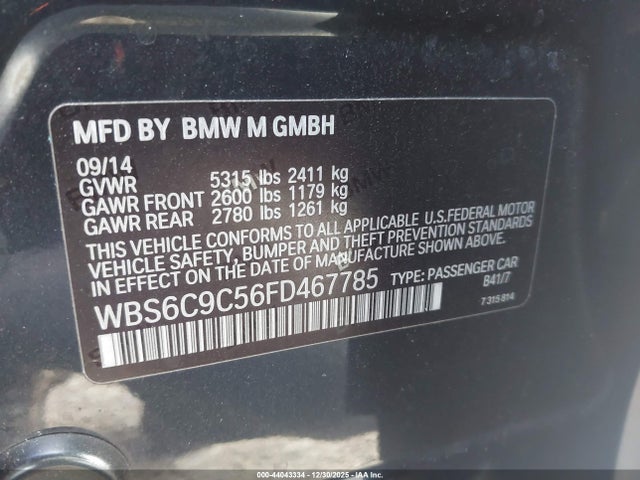 2015 BMW M6 GRAN COUPE WBS6C9C56FD467785 Photo 8