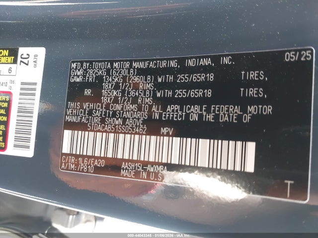 5TDACAB51SS053462 Toyota Grand Highlander Hybrid Xle
