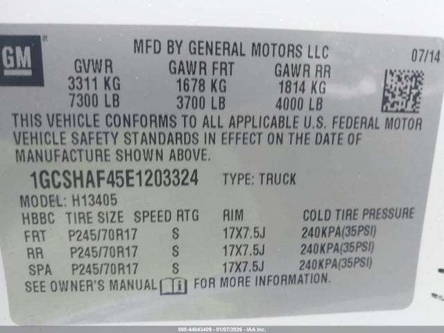 1GCSHAF45E1203324 Chevrolet Express 1500 Work Van