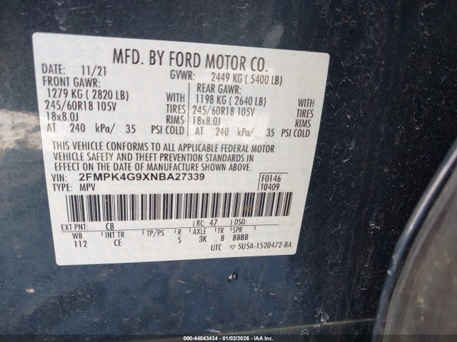 2022 FORD EDGE 2FMPK4G9XNBA27339 Photo 8