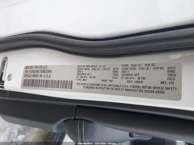 1C4RJKAG7S8653991 Jeep Grand Cherokee L Altitude X 4x4