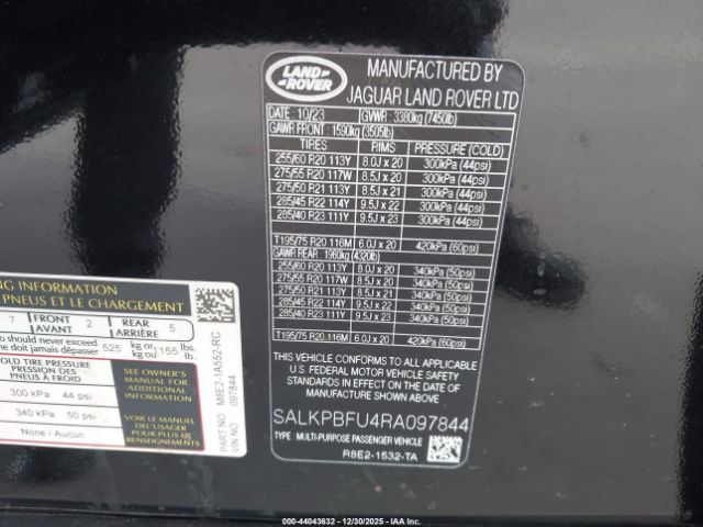 2024 LAND ROVER RANGE ROVER SALKPBFU4RA097844 Photo 8