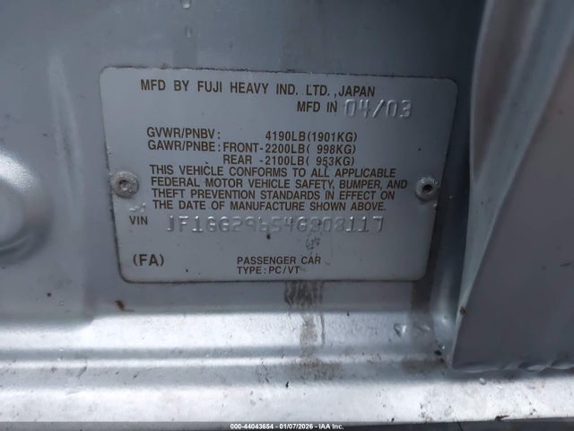 2004 SUBARU IMPREZA JF1GG29654G808117 Photo 8