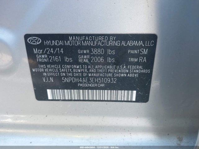 Hyundai ELANTRA SE 2014 5NPDH4AE3EH510932 Image 9