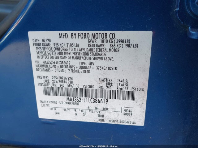 2020 FORD ECOSPORT MAJ3S2FE1LC386619 Photo 8