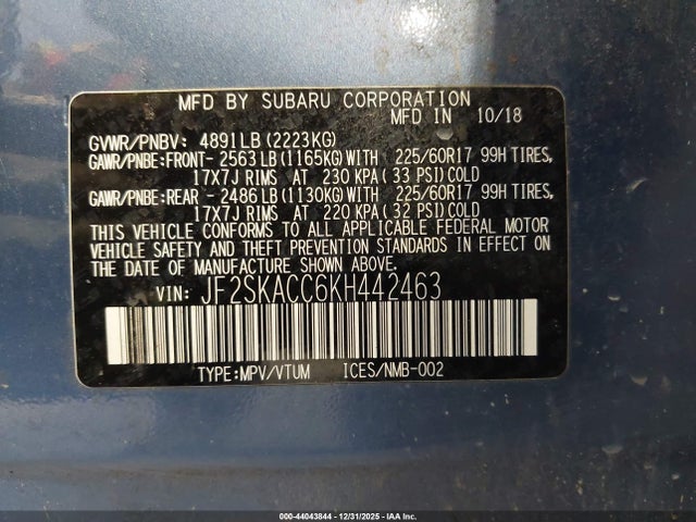 JF2SKACC6KH442463 Subaru Forester