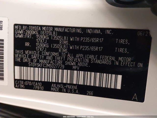 2021 TOYOTA SIENNA 5TDYSKFC2MS027729 Photo 8