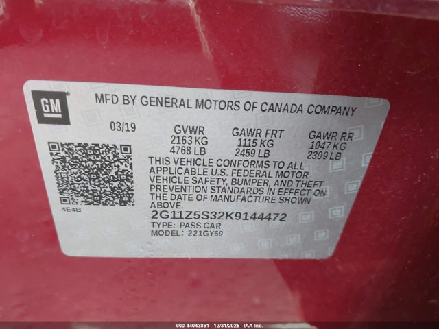 2019 CHEVROLET IMPALA 2G11Z5S32K9144472 Photo 8