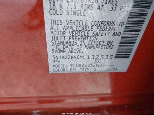 Nissan Murano Sv Intelligent Awd 2021 5N1AZ2BS0MC132535 Image 9