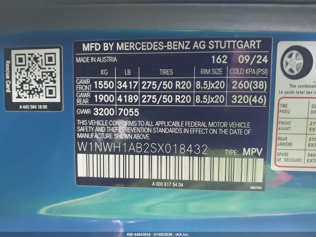 W1NWH1AB2SX018432 Mercedes-Benz G 550 4matic