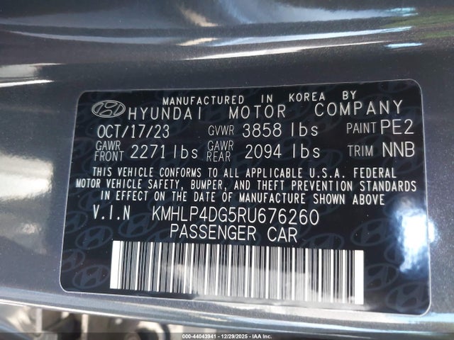 KMHLP4DG5RU676260 Hyundai Elantra Limited