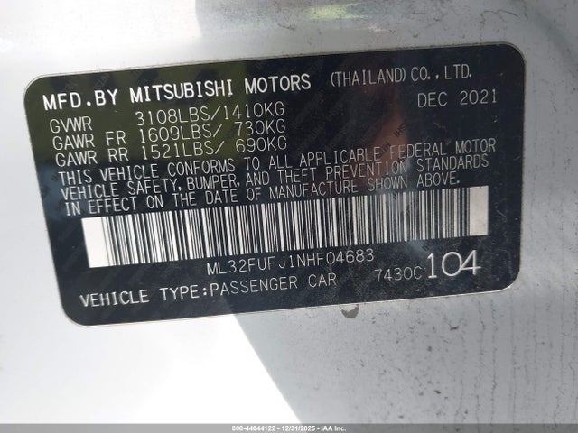 2022 MITSUBISHI MIRAGE G4 ML32FUFJ1NHF04683 Photo 8