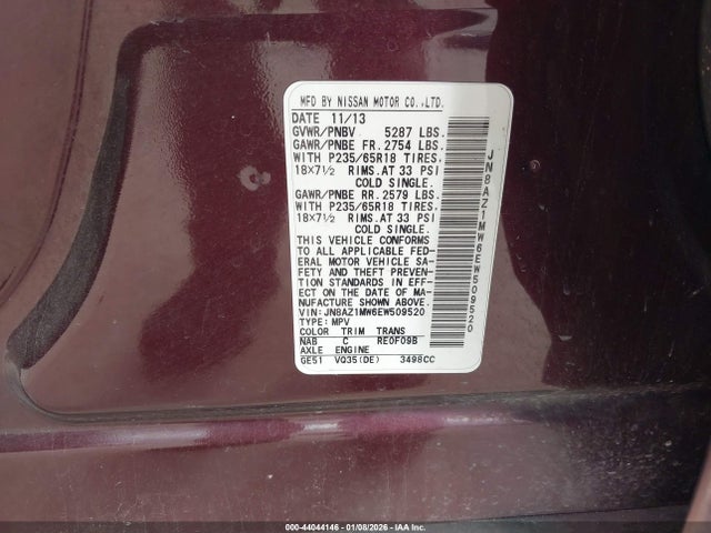 Nissan Murano 2014 JN8AZ1MW6EW509520 Image 9