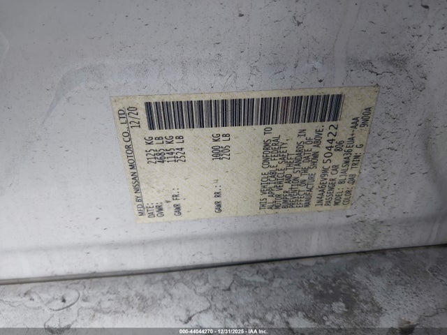 Nissan Maxima Sr Xtronic Cvt 2021 1N4AA6EV9MC504422 Image 9