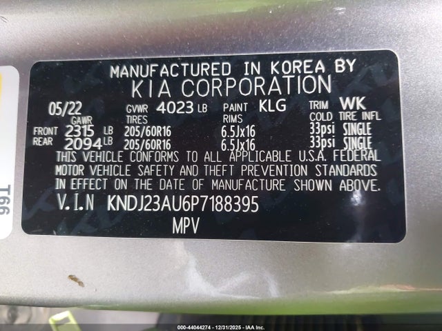 KNDJ23AU6P7188395 KIA SOUL LX
