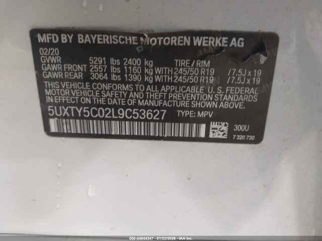 5UXTY5C02L9C53627 BMW X3 Xdrive30i