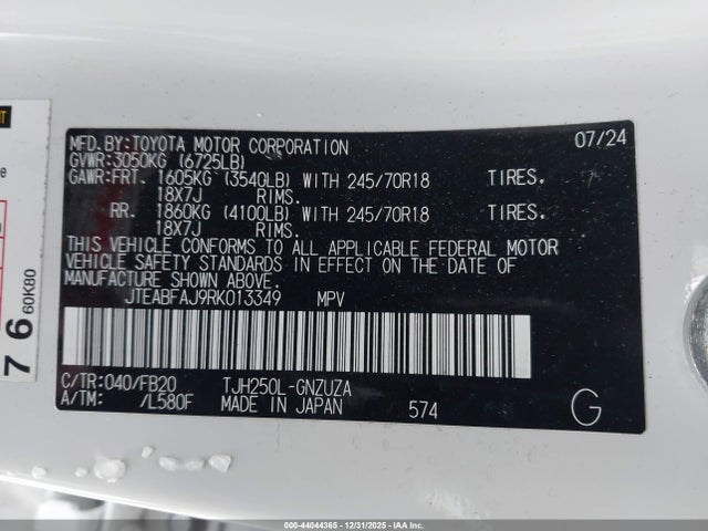 2024 TOYOTA LAND CRUISER JTEABFAJ9RK013349 Photo 8