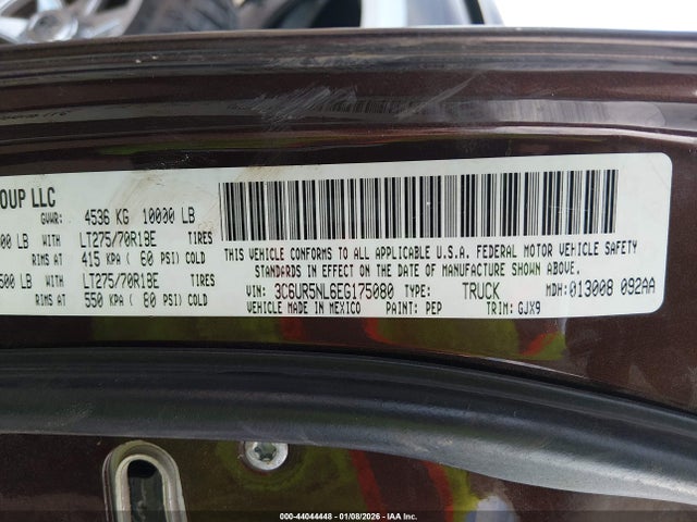 Продажа на аукционе авто 2014 Ram 2500 Laramie, vin: 3C6UR5NL6EG175080, номер лота: 44044448