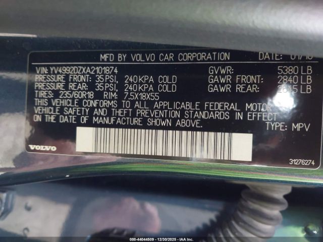 2010 VOLVO XC60 YV4992DZXA2101874 Photo 8