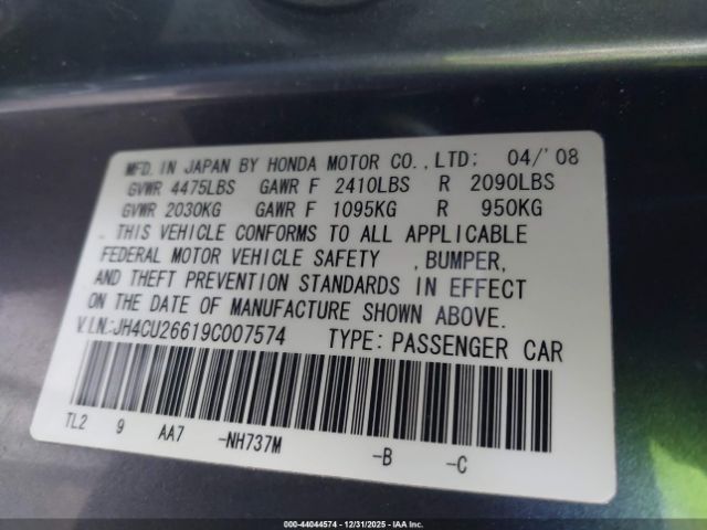 2009 ACURA TSX JH4CU26619C007574 Photo 8