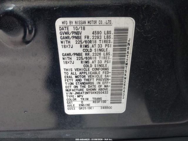 2019 NISSAN ROGUE JN8AT2MT5KW250432 Photo 8