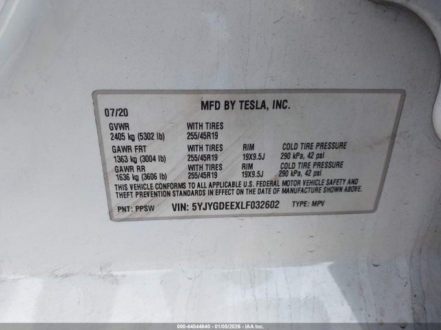 2020 TESLA MODEL Y 5YJYGDEEXLF032602 Photo 8