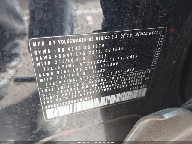 2022 VOLKSWAGEN TAOS 3VVRX7B23NM005967 Photo 8