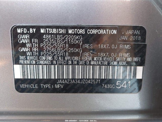 2018 MITSUBISHI OUTLANDER JA4AZ3A34JZ042571 Photo 8