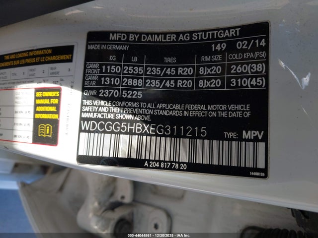 WDCGG5HBXEG311215 Mercedes-Benz GLK 350