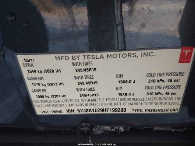 2017 TESLA MODEL S 5YJSA1E29HF199200 Photo 8