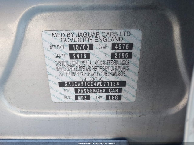 2004 JAGUAR X-TYPE SAJEA51CX4WD71134 Photo 8