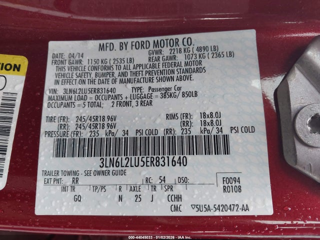 3LN6L2LU5ER831640 Lincoln MKZ HYBRID