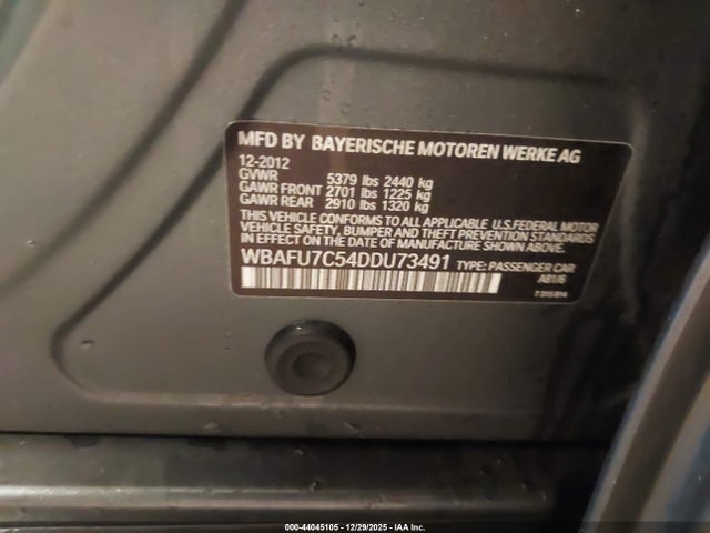 Продажа на аукционе авто 2013 Bmw 535i Xdrive, vin: WBAFU7C54DDU73491, номер лота: 44045105