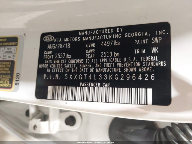 5XXGT4L33KG296426 KIA Optima Lx