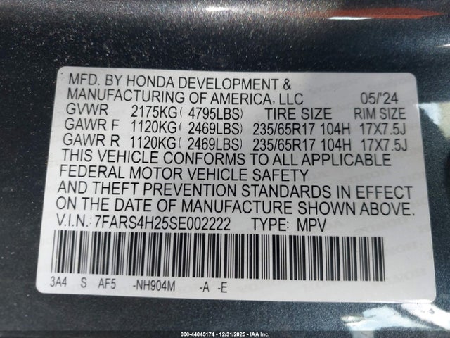 Продаж на аукціоні авто 2025 Honda Cr-v Lx Awd, vin: 7FARS4H25SE002222, номер лоту: 44045174