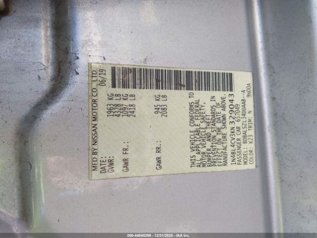 2019 NISSAN ALTIMA 1N4BL4CV3KN329043 Photo 8