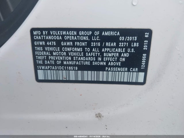 2013 VOLKSWAGEN PASSAT 1VWAP7A31DC116519 Photo 8