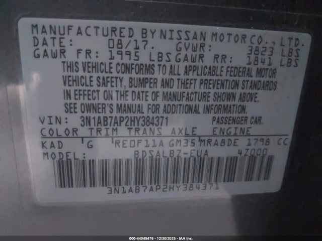 Nissan SENTRA S 2017 3N1AB7AP2HY384371 Image 9
