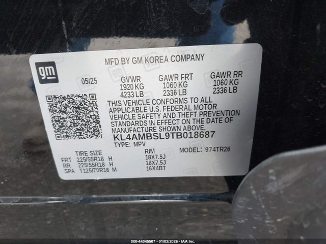 2026 Buick Encore Gx Preferred Fwd მანქანა იყიდება აუქციონზე, vin: KL4AMBSL9TB018687, აუქციონის ნომერი: 44045507